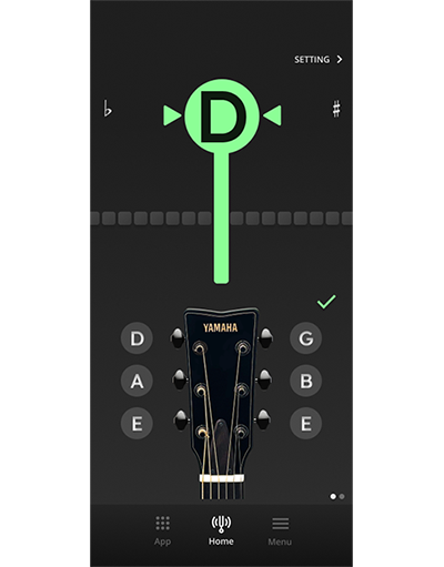 Layar tuner preset memberikan respons yang memuaskan saat suara sudah selaras.