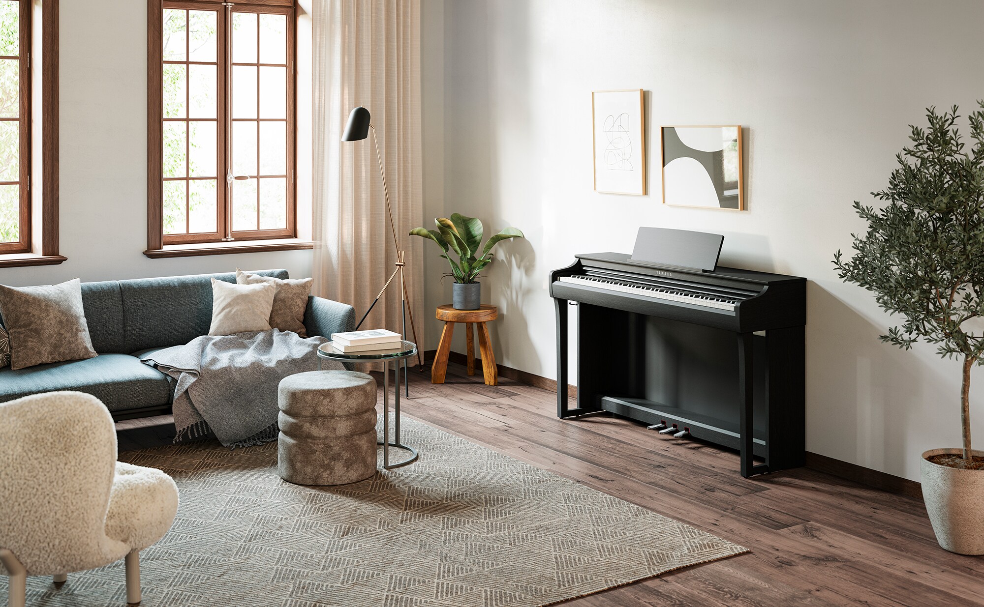 Yamaha Clavinova CLP-825 (Black) in the living room