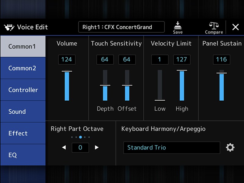 Layar Voice Edit Yamaha Arranger Workstation PSR-SX920/720+