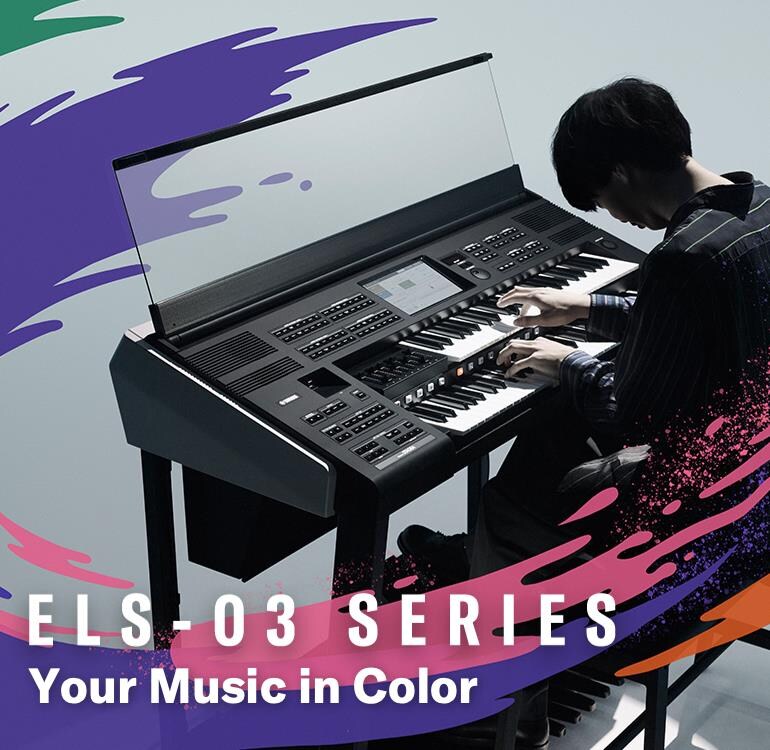 Visual utama ELS-03 series, menampilkan seseorang yang sedang memainkan instrumen tersebut.