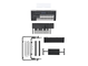 Komponen Electone ELS-03G yang dilepas, termasuk keyboard atas, keyboard bawah, unit pedal, rangka stand, dan bagian lainnya.