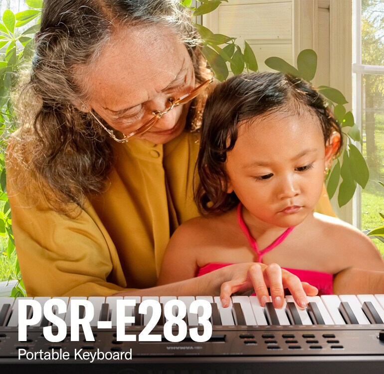 A grandmother and a grandchild are playing the PSR-283