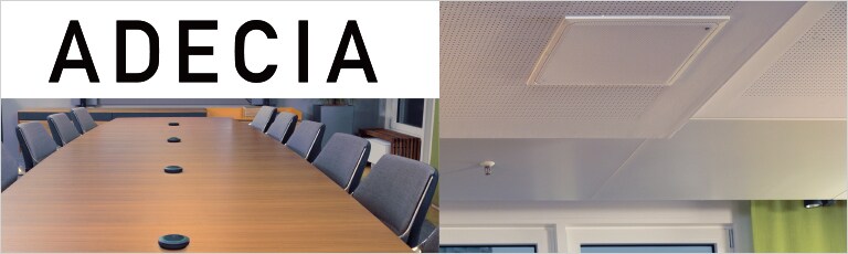 A banner link to the PDF of ADECIA conferencing system Solution Catalog.